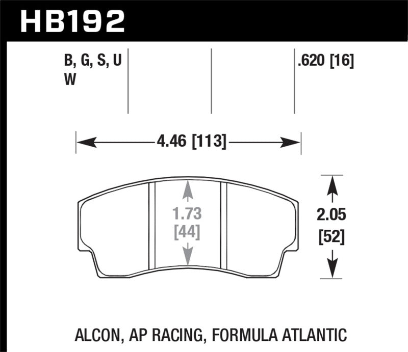 Hawk Performance HB192U.620 DTC-70 Motorsport Brake Pads