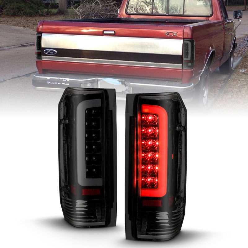 ANZO 1987-1997 Ford F-350 LED Taillights - Smoke Lens