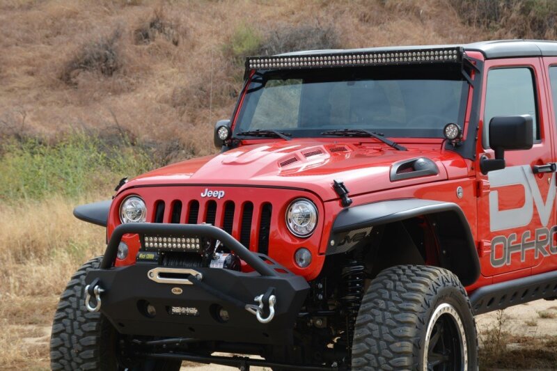 DV8 Offroad 07-18 Jeep Wrangler JK Metal Heat Dispersion Hood - Primer Black - #HDMB07-02