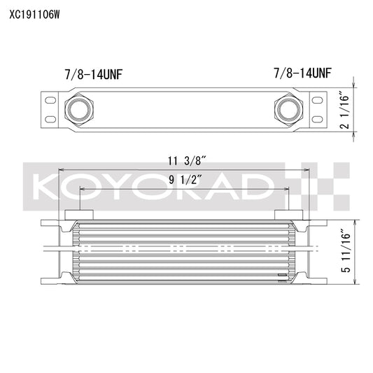 Koyo XC191106W 19 Row Oil Cooler 11.25in x 5.75in x 2in (AN-10 ORB provisions)