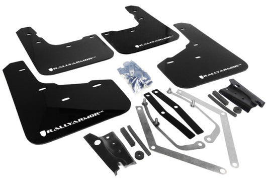 Rally Armor UR Mud Flaps - 2014-2019 Ford Fiesta - Black/White Logo - #MF29-UR-BLK/WH