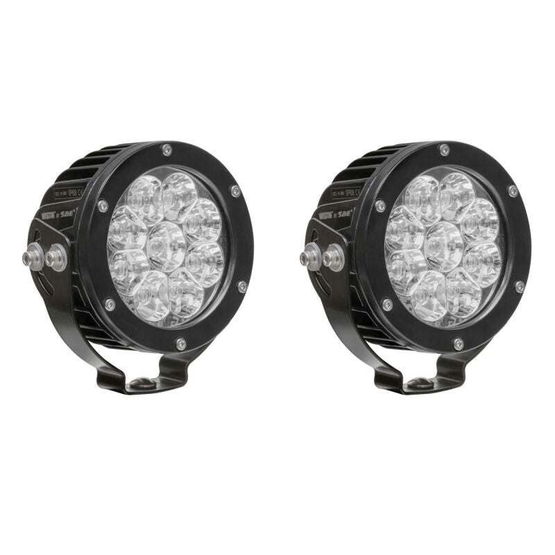 Westin 09-12007B-PR Axis LED Auxiliary Light 4.75 inch Round Flood with 3W Osram (Set of 2) Black