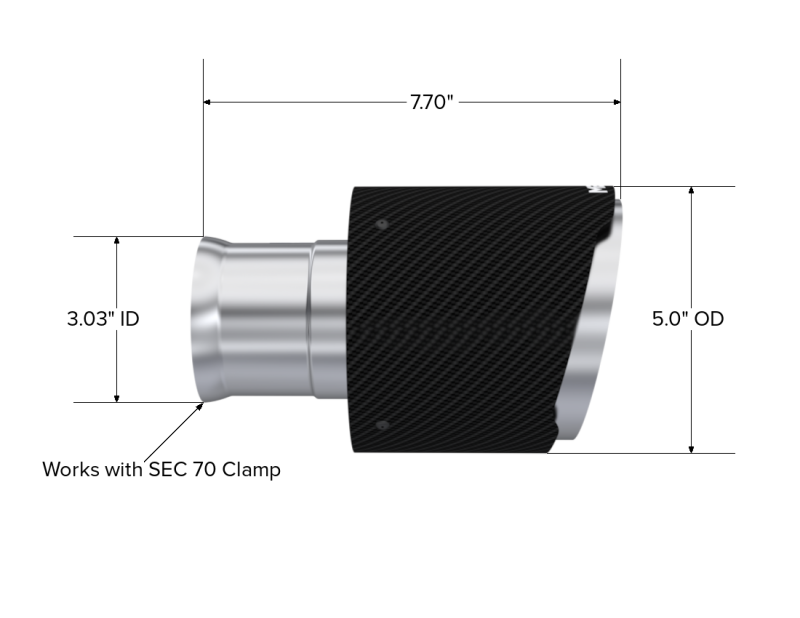 MBRP Charger/T304 3in ID / 5in OD Out / 8in Length Carbon Tip