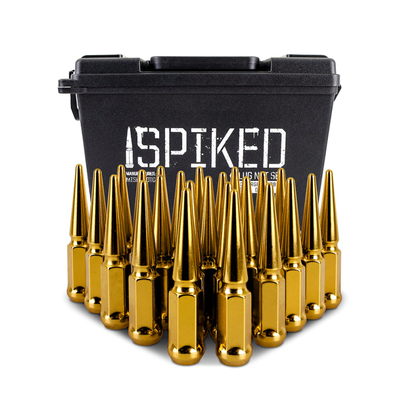 Mishimoto Mishimoto Steel Spiked Lug Nuts M14 x 1.5 24pc Set Gold - #MMLG-SP1415-24GD