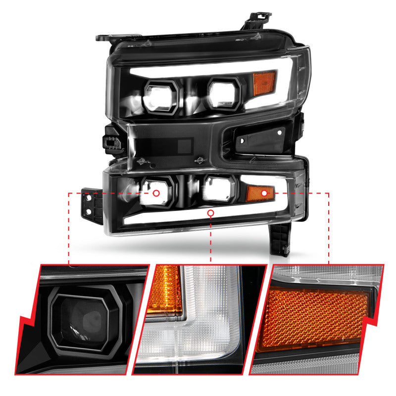 ANZO 2019-2022 Chevrolet Silverado 1500 LED Projector Headlights - Passenger Side