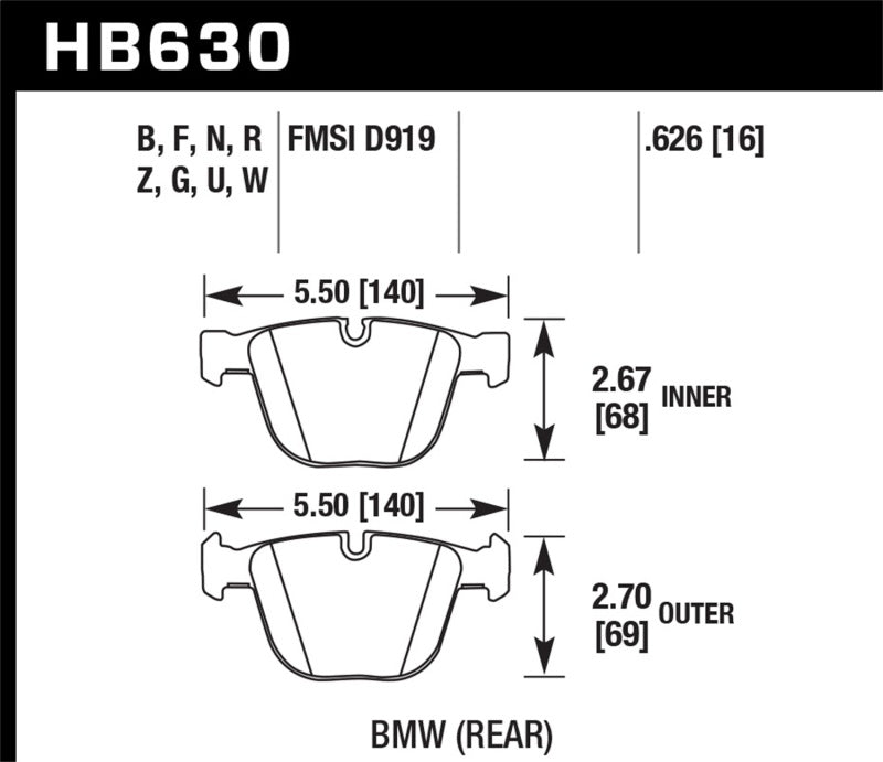 Hawk Performance HB630G.626 DTC-60 Motorsport Brake Pads