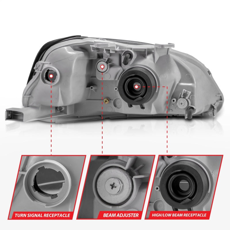 ANZO 1999-2000 Honda Civic Crystal Headlights