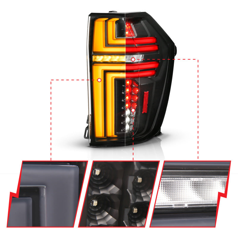 ANZO 21-26 Chevy Suburban/Tahoe Full LED Tail Lights SeqSig Black - Pair