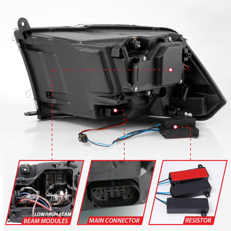 ANZO 2011-2018 RAM 1500 LED Projector Headlights - Dual Switchback Chrome (For All Models)