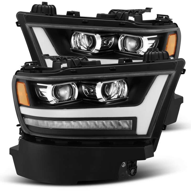AlphaRex 880543 19-20 Dodge Ram 1500 LUXX LED Projector Headlights Plank Style Black with Activation Light/Sequential Signal/DRL