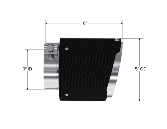 MBRP T5184CF 304 SS Round Angle Cut Clamp-On Double-Wall Carbon Fiber Exhaust Tip