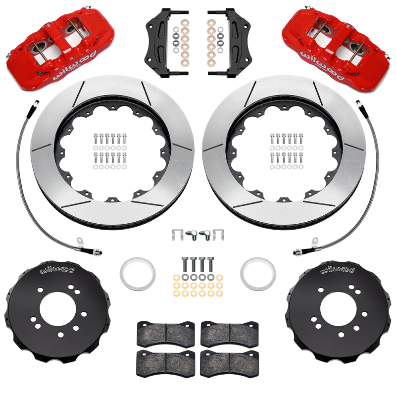 Wilwood 99-02 Nissan Skyline Aerolite 6R Front BBK w/ 14.00in Slotted Rotors & Flexlines - Red - #140-18260-R