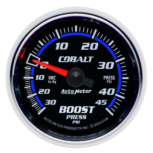 AutoMeter 6108 Cobalt 52mm 45psi Vacuum Boost Gauge