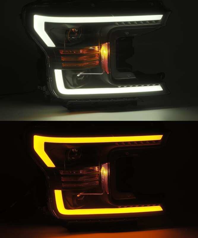 AlphaRex 880186 18-19 Ford F-150 PRO-Series Projector Headlights Plank Style Matte Black w/Activation Light/Sequential Signal