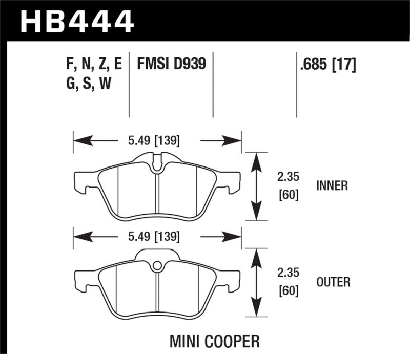 Hawk Performance HB444N.685 HP Plus Crossover Street/Motorsport Brake Pads