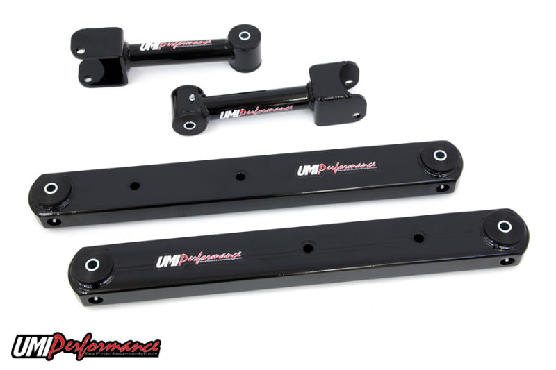 UMI Performance 302116-B Rear Control Arm Kit Fully Boxed Lowers Black