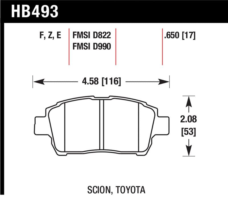 Hawk Performance HB493E.650 Blue 9012 Motorsport Brake Pads