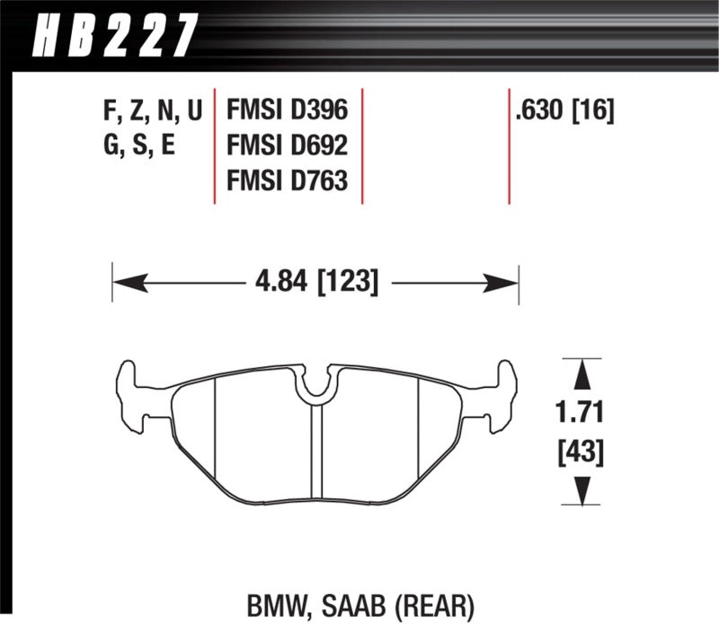Hawk Performance HB227U.630 DTC-70 Motorsport Brake Pads