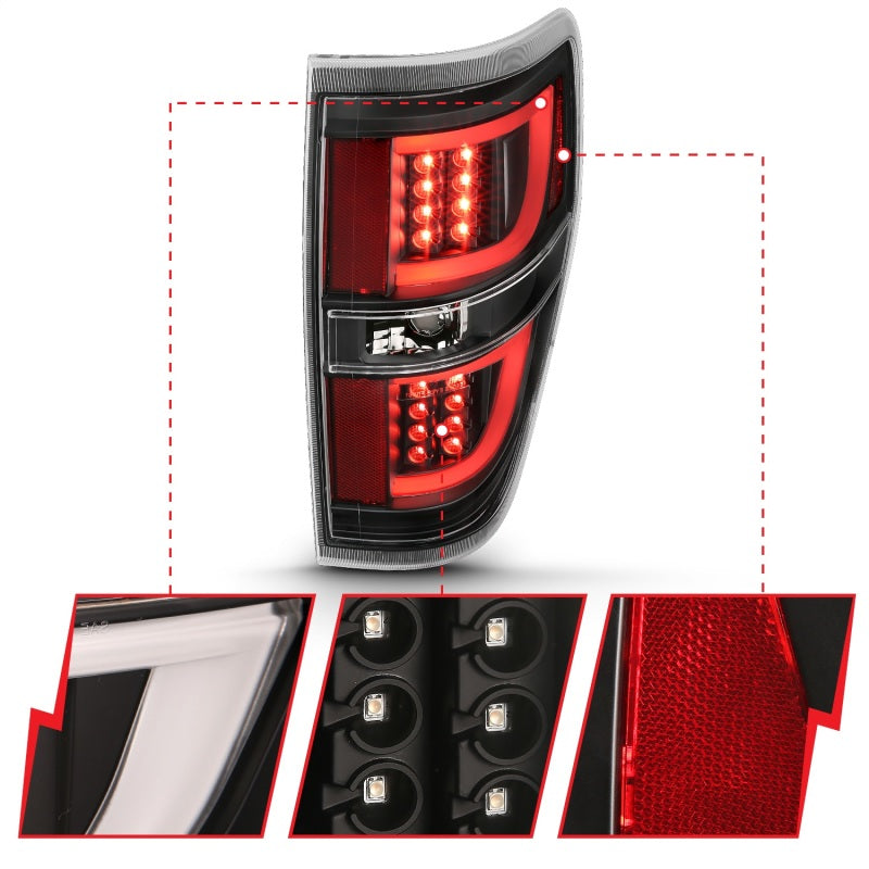 ANZO 2009-2014 Ford F-150 LED Taillights Black