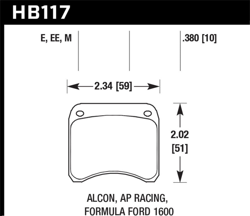 Hawk Performance HB117E.380 Blue 9012 Motorsport Brake Pads
