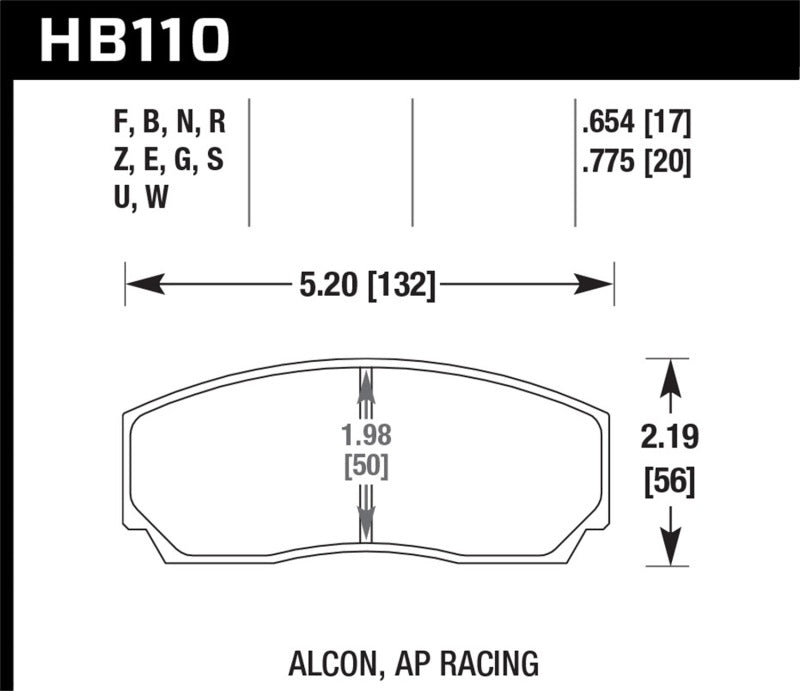 Hawk Performance HB110Q.654 DTC-80 Motorsport Brake Pads