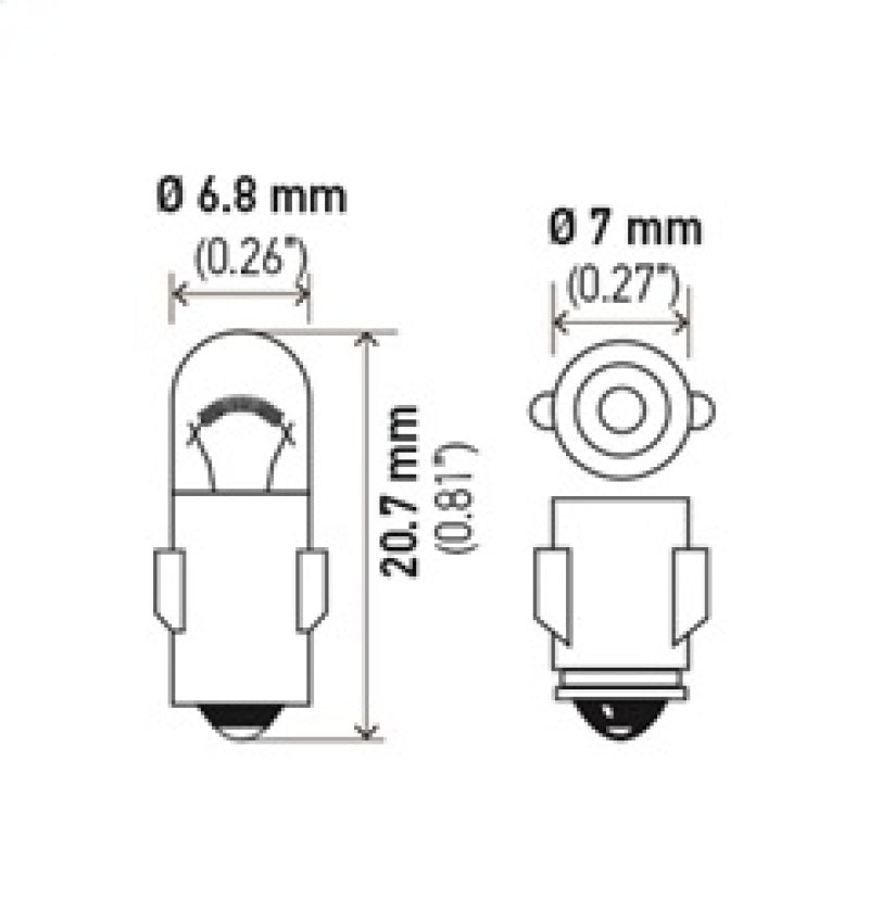 HELLA 3898 12V 2W BA7s T2 Halogen Bulb Pack of 10