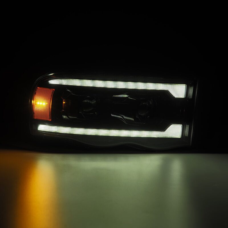 AlphaRex 880572 02-05 Dodge Ram 1500 PRO-Series Projector Headlights Plank Style Alpha Black w/Sequential Signal