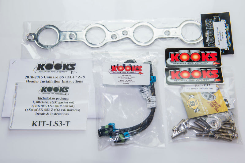 Kooks 2250H430 for 10-14 Chevy Camaro SS LS3/L99/ 6.2L 1 7/8in x 3in SS LT Headers Inc 3in x 2 1/2in Green Catted