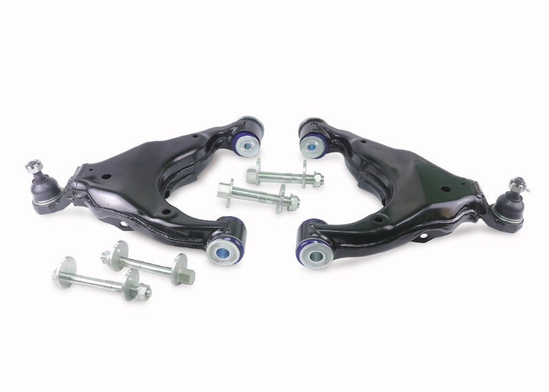 SuperPro Front Lower Control Arm, Ball Joint and HD Camber Pin Kit - Double Offset Extended Range of Adjustment (w/o KDSS)