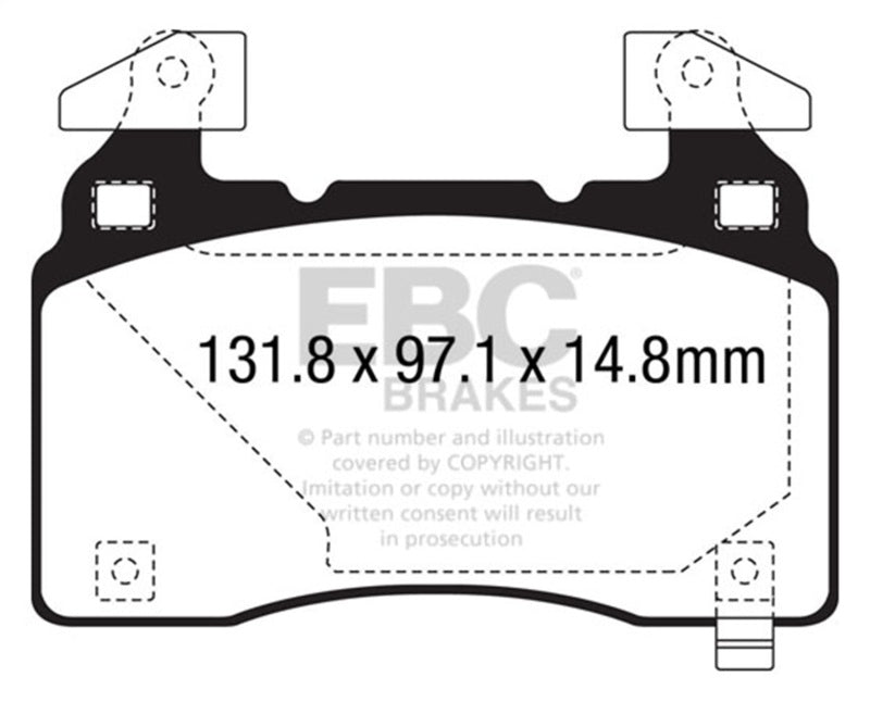 EBC 14+ Cadillac CTS Vsport 3.6 Twin Turbo Yellowstuff Front Brake Pads DP43028R