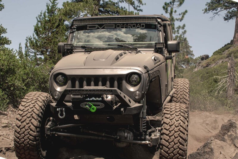 DV8 Offroad 07-18 Jeep Wrangler JK Metal Heat Dispersion Hood - Primer Black - #HDMB07-02