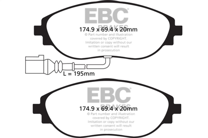 EBC 14-20 Audi S3 2.0 Turbo Yellowstuff Front Brake Pads DP42127R
