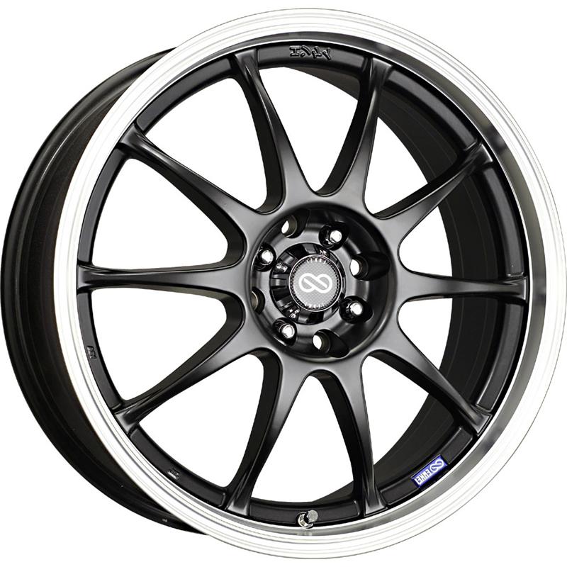 Enkei J10 17x7 4x100/108 42mm Offset 72.62mm Bore Dia Matte Black with Machined Lip Wheel