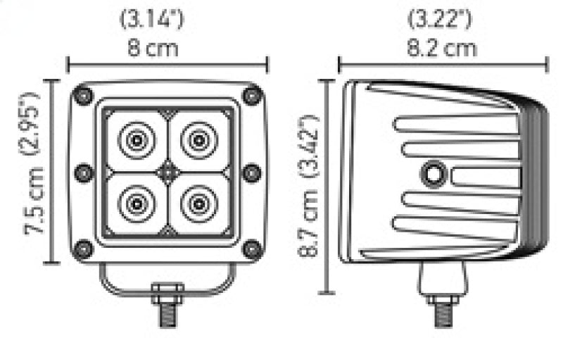 HELLA 357204821 ValueFit Cube 4 LED Off Road Kit 3.1in 2x12W