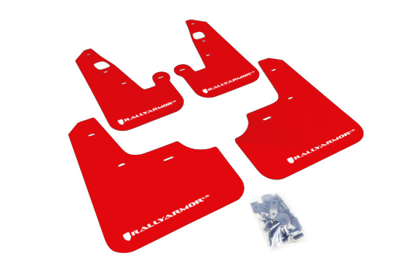 Rally Armor UR Mud Flaps - 2007-2017 Mitsubishi Lancer - Red/White Logo - #MF8-UR-RD/WH