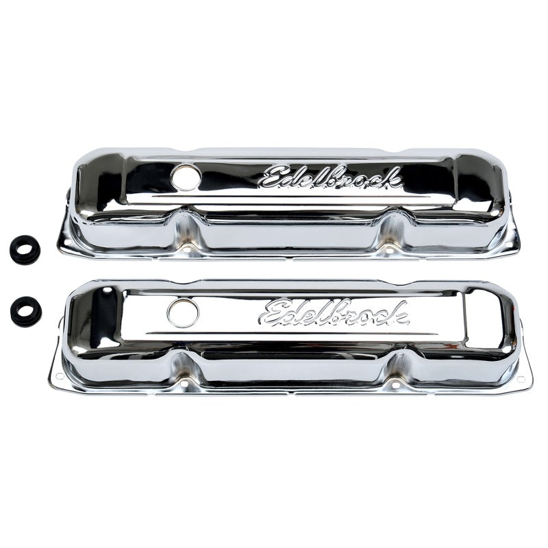 Edelbrock 4491 Valve Cover Signature Series Chrysler 1958-1979 361-440 V8 Chrome