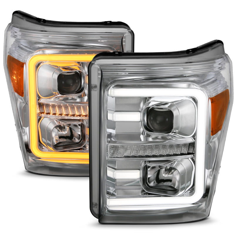ANZO 2011-2016 Ford F-250 Super Duty LED Projector Headlights - Chrome