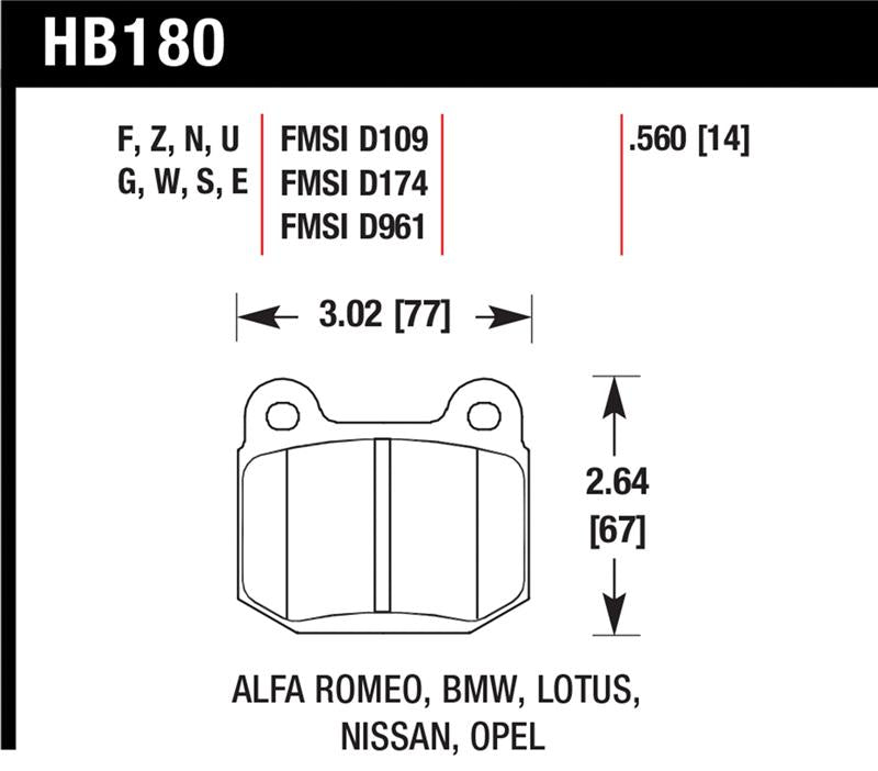 Hawk Performance HB180C.560 HPX Motorsport Brake Pads