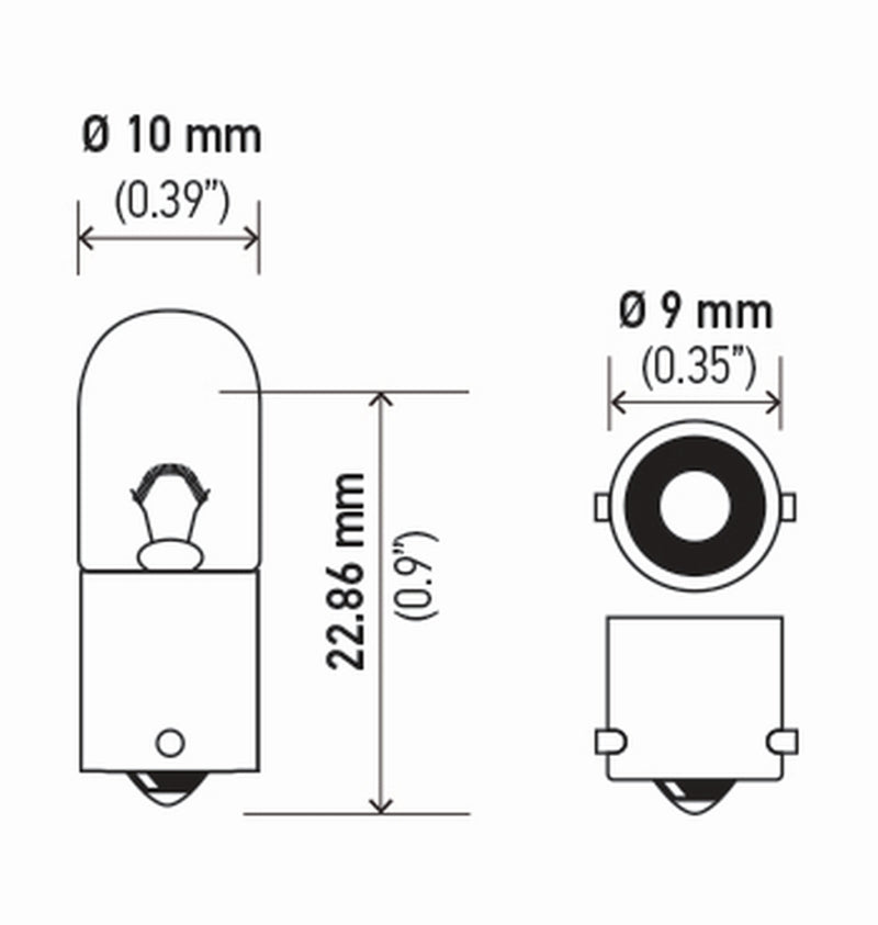 HELLA 3893TB 3893 12V 4W BA9s T2.75 Bulbs Pair