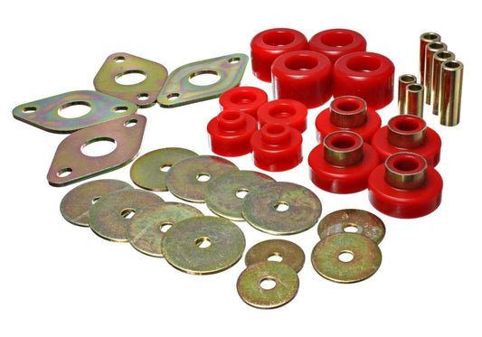 Energy Suspension Body Mount Set-Reg Access & Dbl Cab - Red 8.4109R