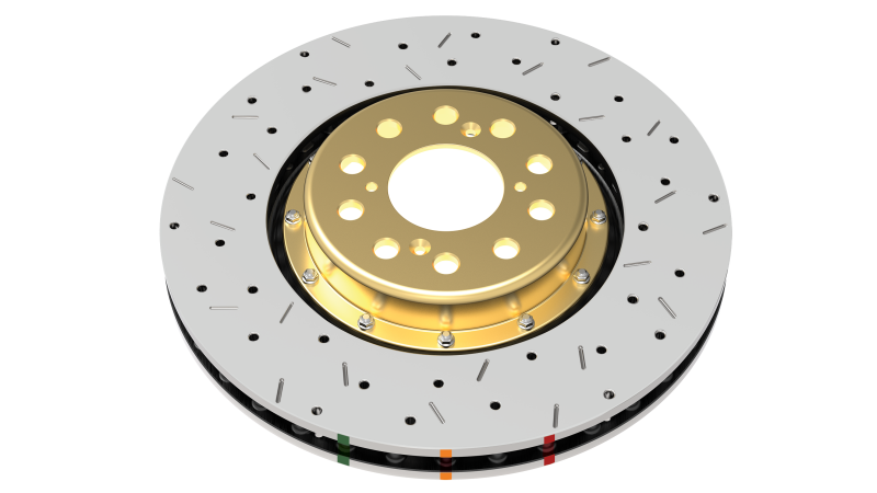 DBA 02-10 WRX / 13+ FR-S / 13+ BRZ Premium Front Drilled & Slotted 5000 Series Rotor w/ Gold Hat