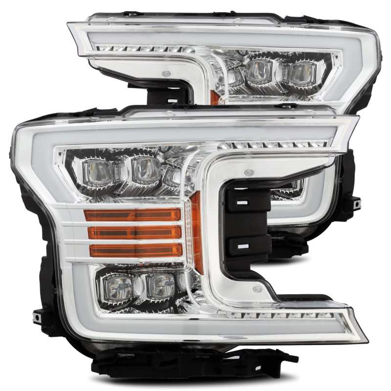 AlphaRex 880181 18-19 Ford F-150 NOVA LED Projector Headlights Plank Style Chrome w/ActivLight/Sequential Signal