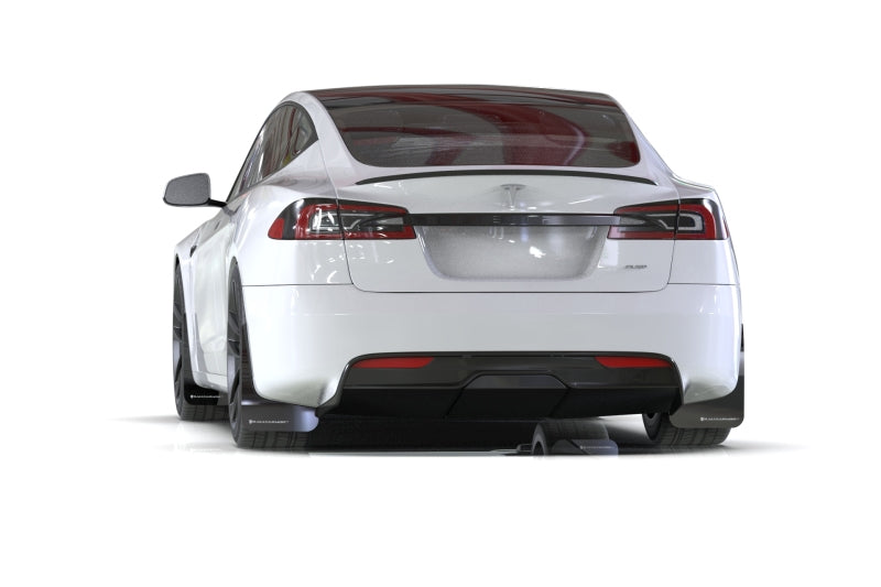 Rally Armor UR Mud Flaps - 2021-2026 Tesla S - Black/Red Logo - #MF101-UR-BLK-RD