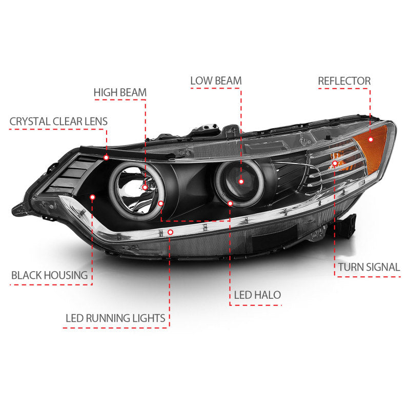 ANZO 2009-2012 Acura TSX LED Projector Headlights