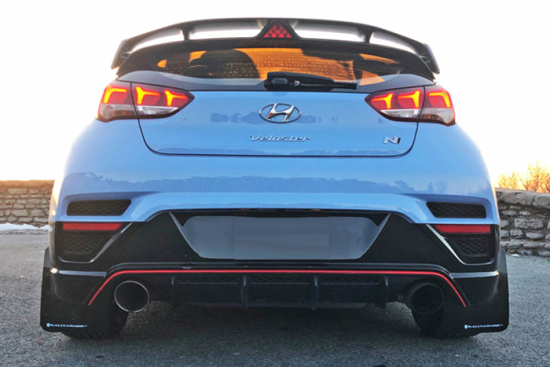 Rally Armor UR Mud Flaps - 2019-2022 Hyundai Veloster N - Black/White Logo - #MF57-UR-BLK/WH