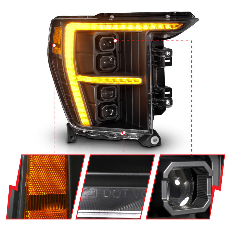 ANZO 2021-2023 Ford F-150 Z-Series LED Projector Headlights (w/Factory Halogen) - Passenger Side
