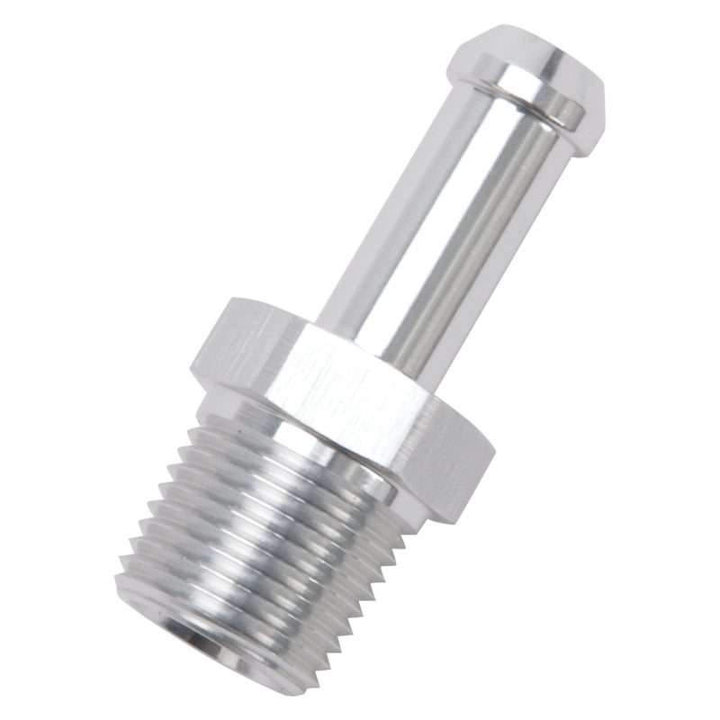 Edelbrock 8118 Hose End Straight 3/8 in NPT to 3/8 in Barb Clear Anodized