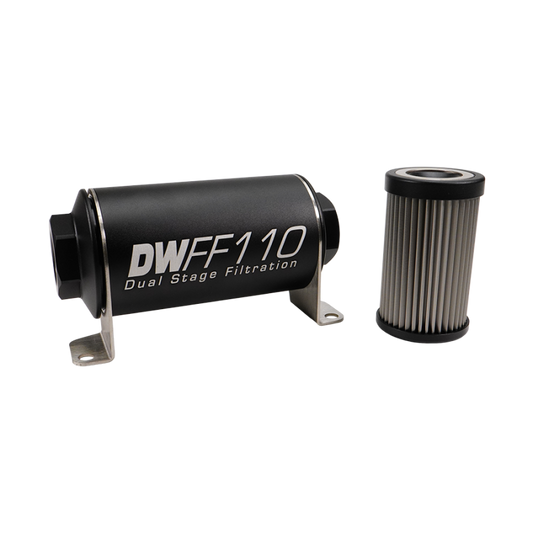 DeatschWerks Stainless Steel 5 Micron Universal Inline Fuel Filter Housing Kit (110mm)