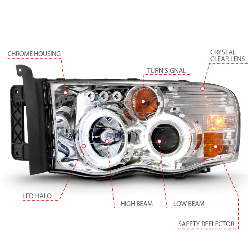 ANZO 2002-2005 Dodge Ram 1500 LED Projector Headlights