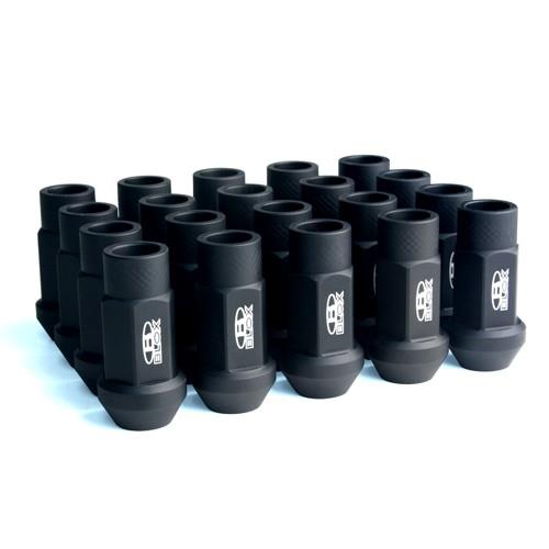 BLOX Racing Street Series Forged Lug Nuts - Flat Black 12 x 1.5mm - Set of 20 (New Design) BXAC-00104-SSFB